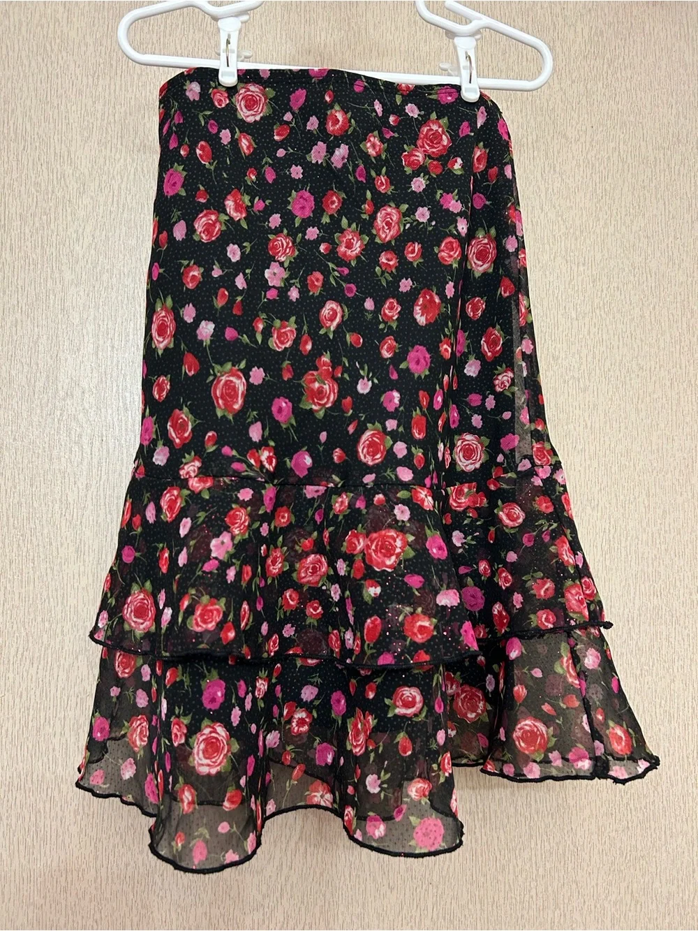 Vintage Byer California Mini Rose Print Skirt - Size 6X